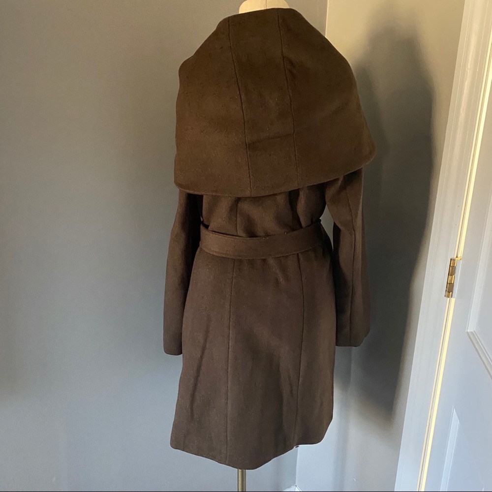 NWOT Cole Haan Wool Blend Cape Zip Jacket Brown Winter Coat 12 - Picture 5 of 8
